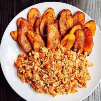 PLANTAIN SERVED WITH EGG / FISH SAUCE
