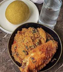 EBA SERVED WITH EFO RIRO/EGUSI/OGBONO/EWEDE/OKRO WITH TURKEY/GOAT MEAT